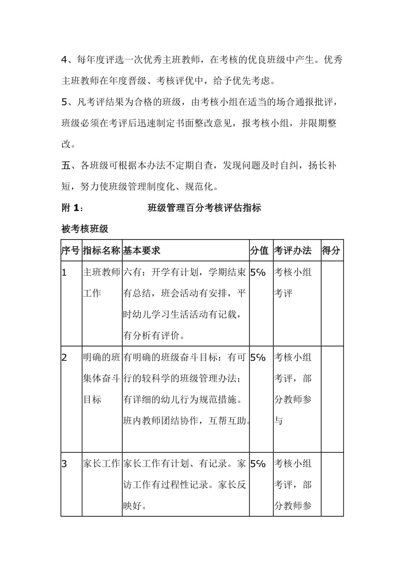 幼儿园班集体考核办法文档.doc_第2页