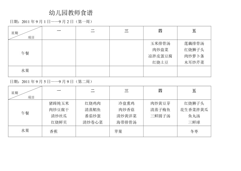 幼儿园教职工食谱.doc_第1页