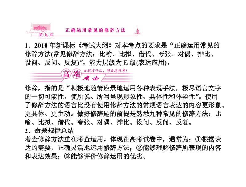 2011高考语文总复习考点各个击破专题正确运用常见的修辞方法.doc_第1页