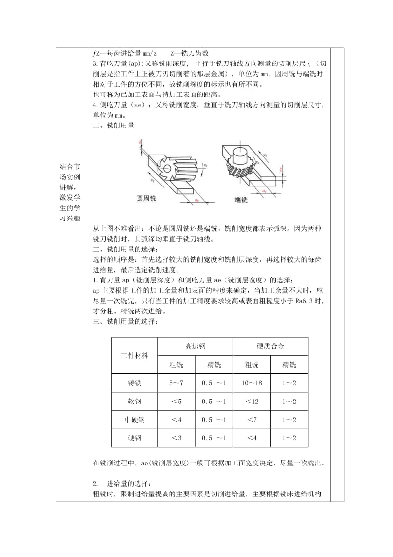 机械加工实训教案铣削运动及铣削用量.doc_第3页