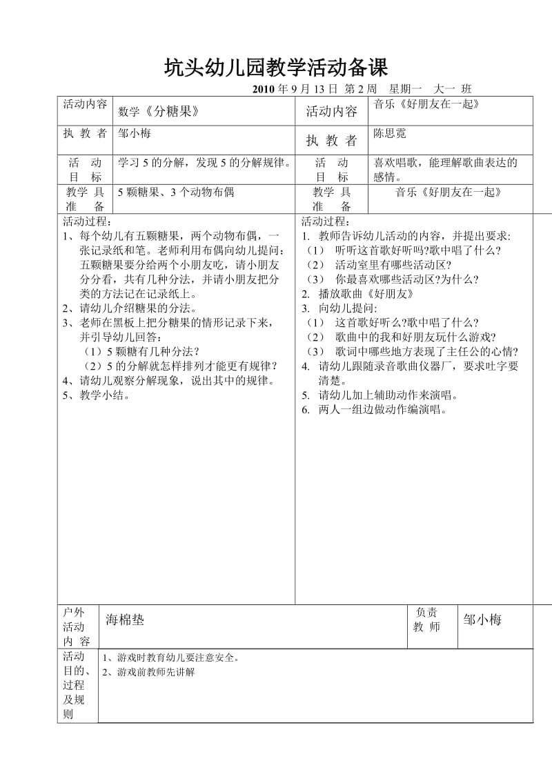 坑头幼儿园2010学年第一学期大一班备课第2周.doc_第1页