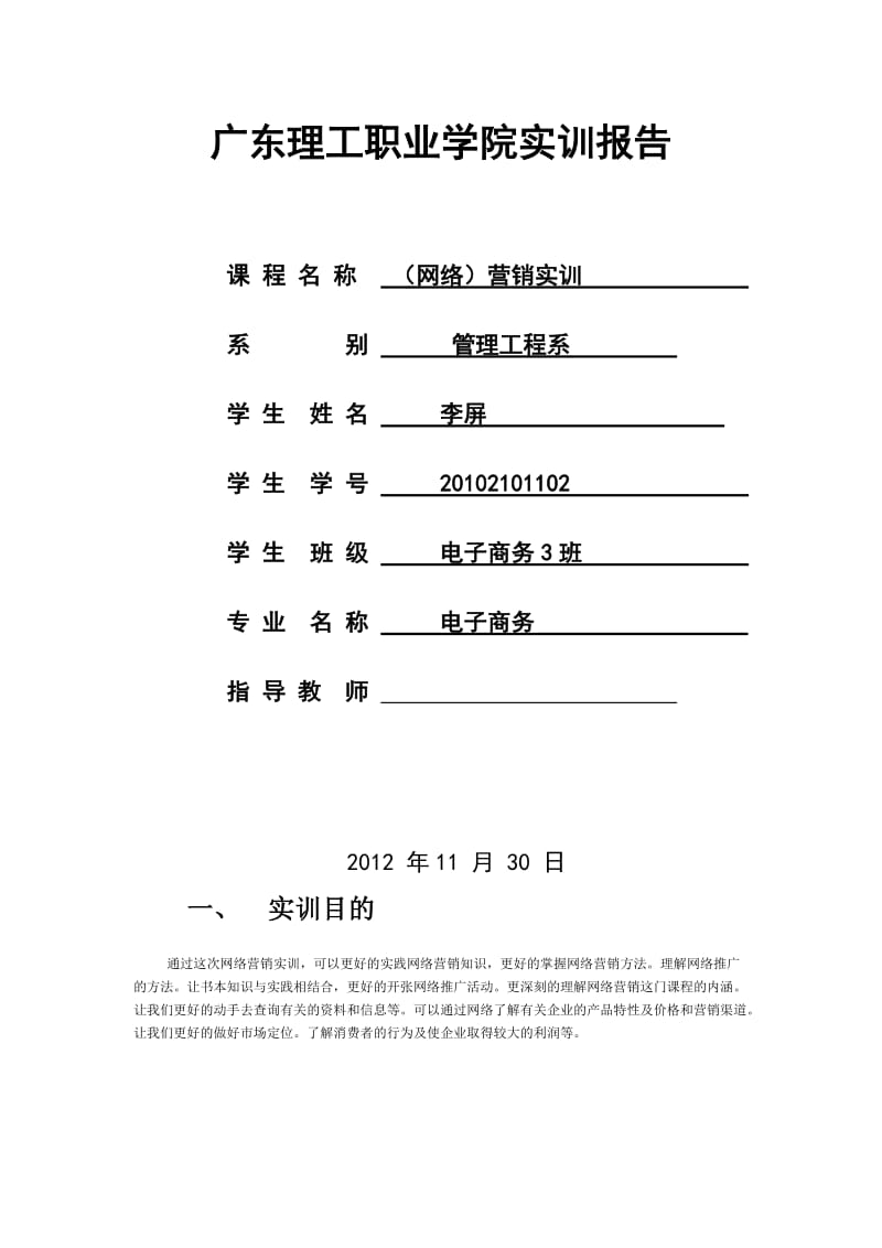 营销实训实习报告.docx_第1页