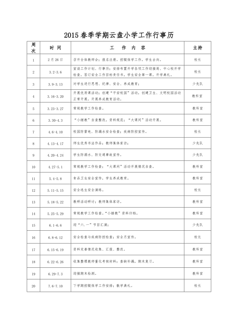 云盘小学2015春季行事历.doc_第1页