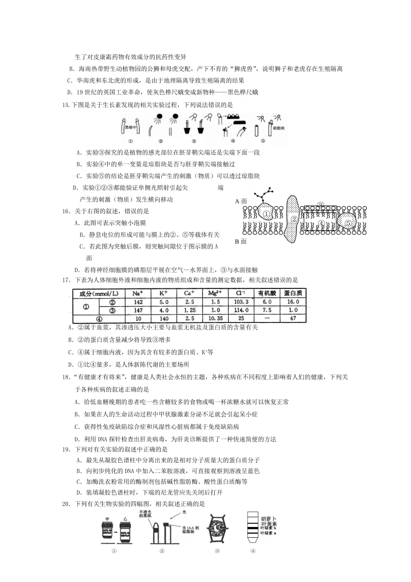 2012届高三重点热点专项检测生物试题.doc_第3页