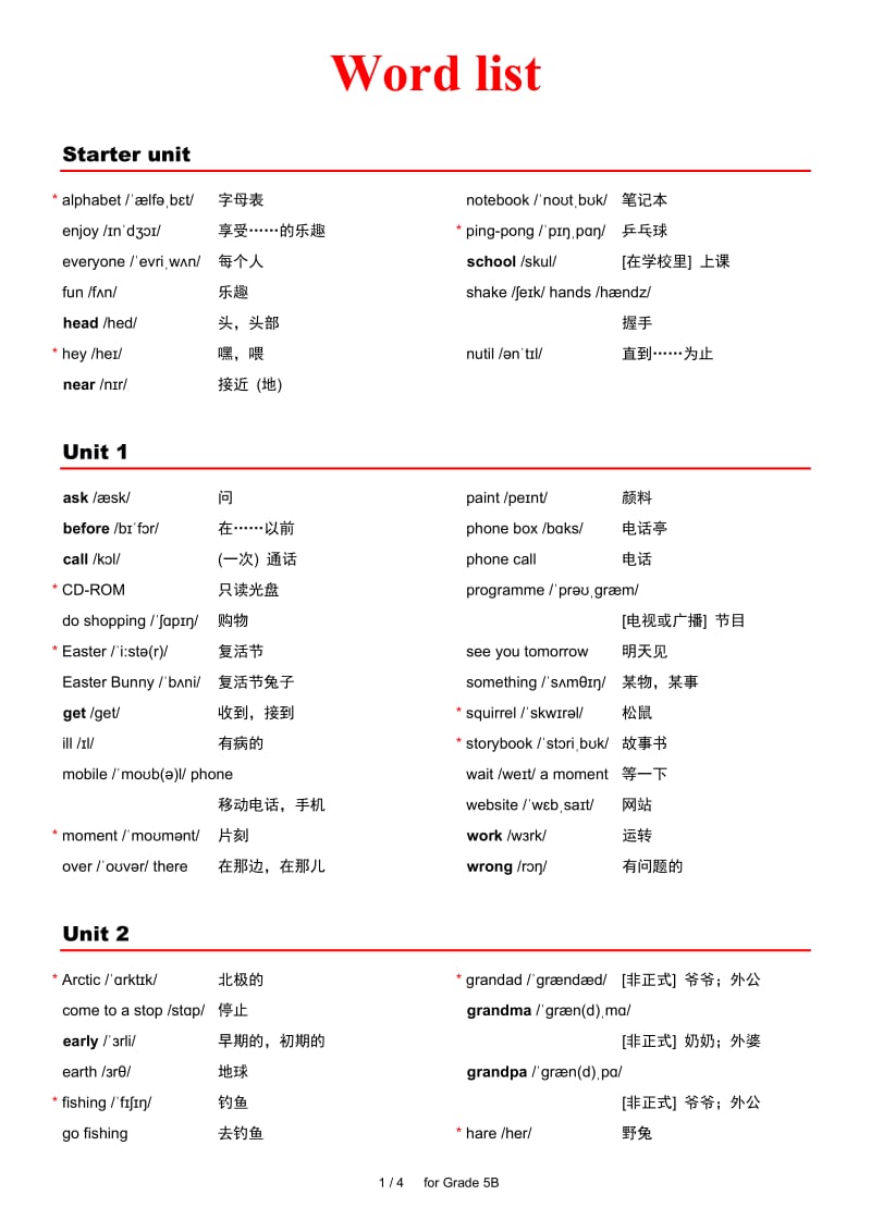 外研社小学英语(三年级起点)单词表(带音标)五年级下.docx_第1页