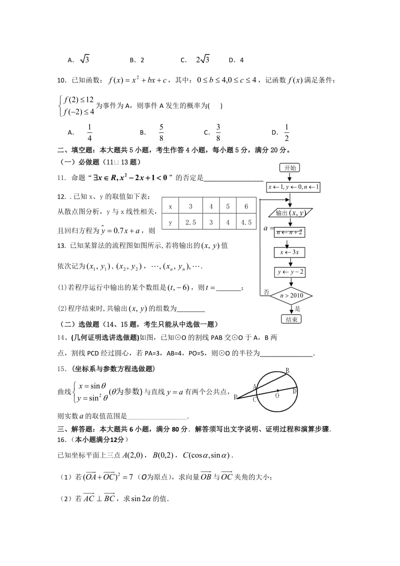 2011届高三全真高考数学模拟试卷文.doc_第2页