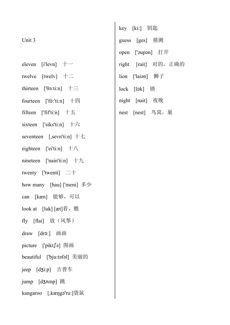 小学英语PEP三年级下册生字单词(带音标).doc_第3页