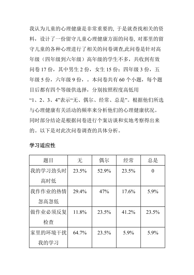 留守儿童心理健康状况调查问卷分析.doc_第2页