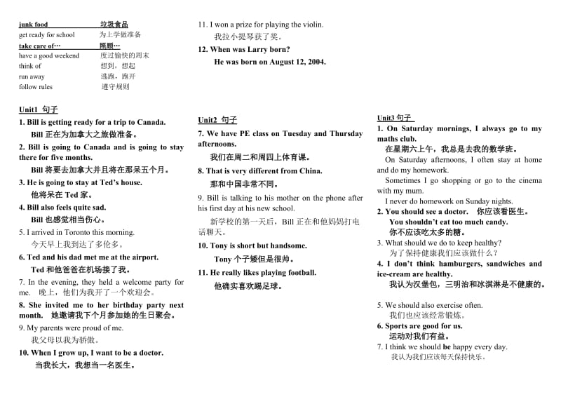 新版新起点英语六年单元词组句子总结.doc_第2页