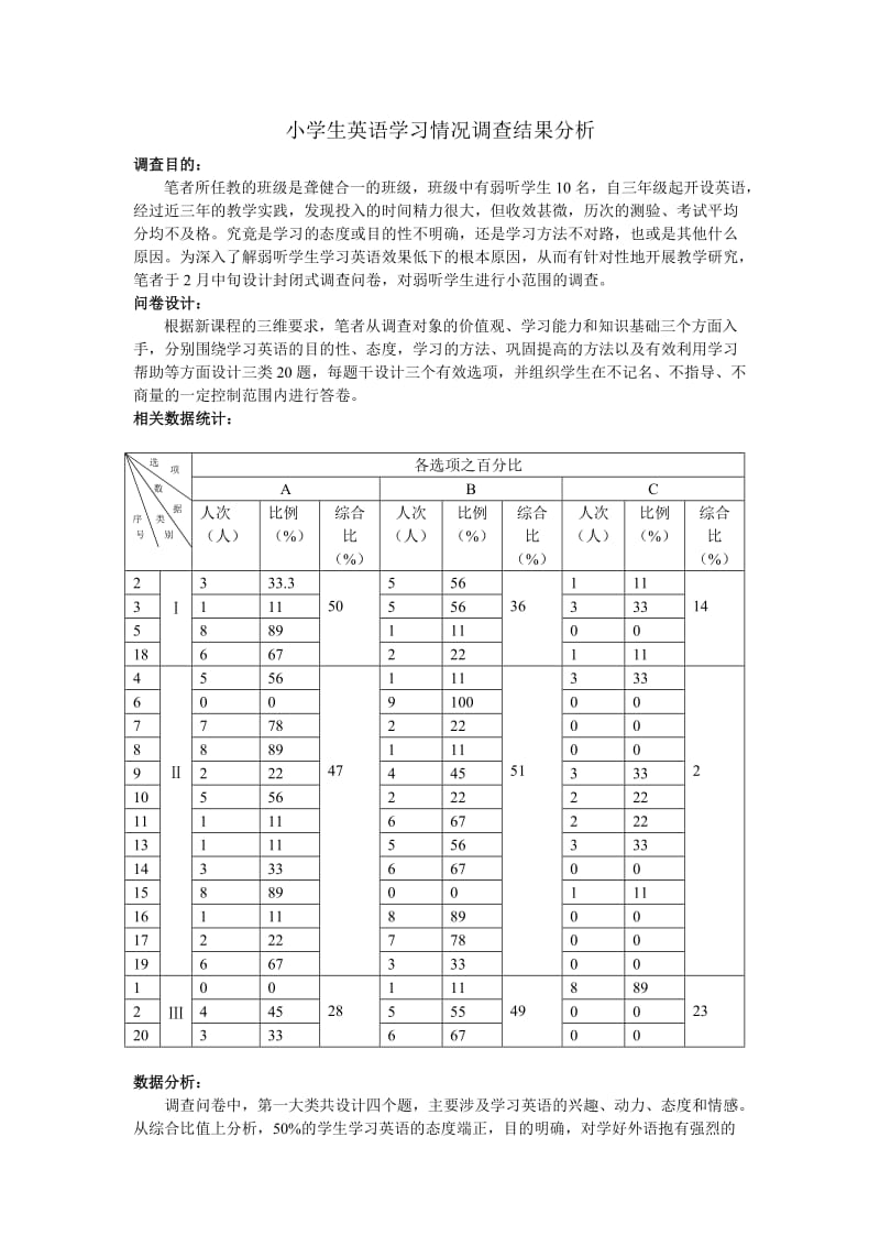 小学生英语学习情况调查结果分析.doc_第1页