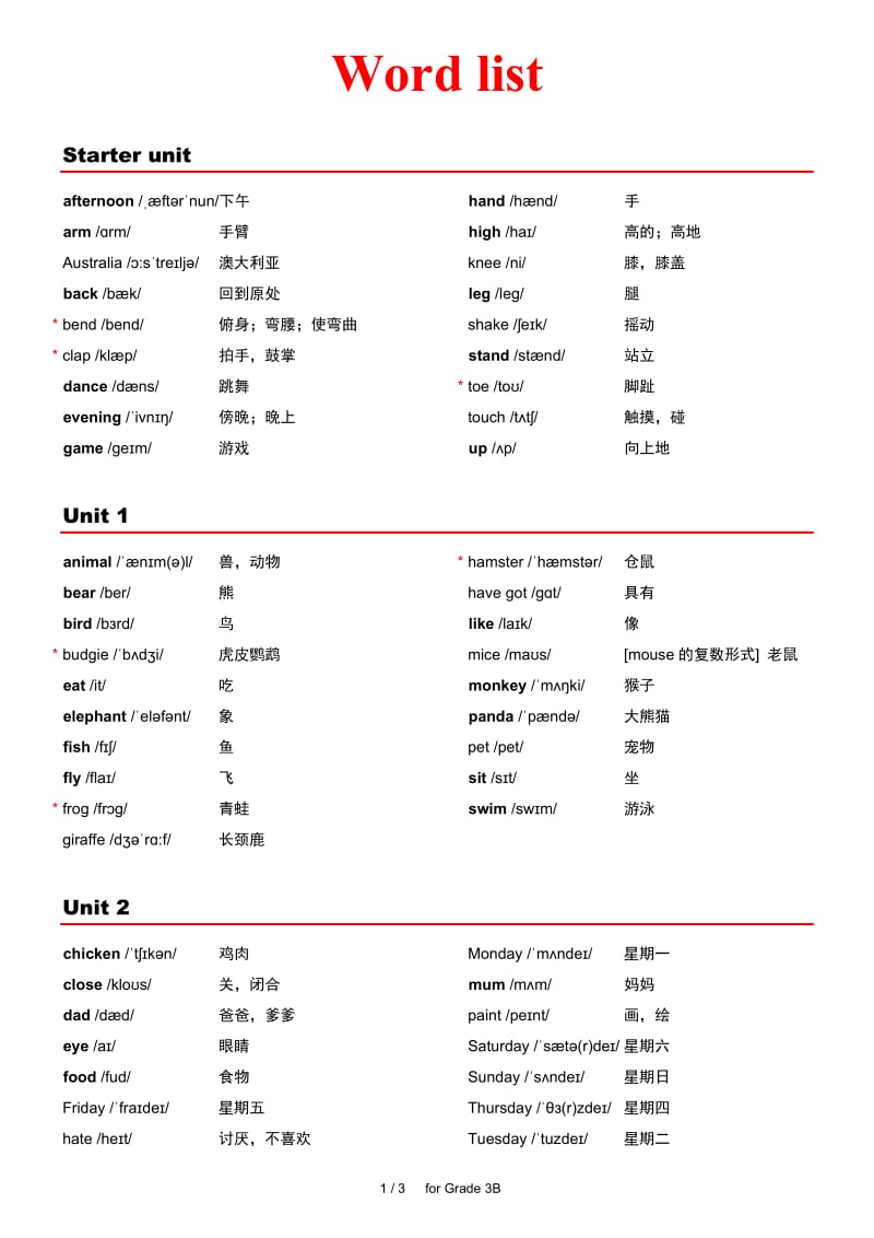 外研社小学英语(三年级起点)单词表(带音标)三年级下.docx_第1页