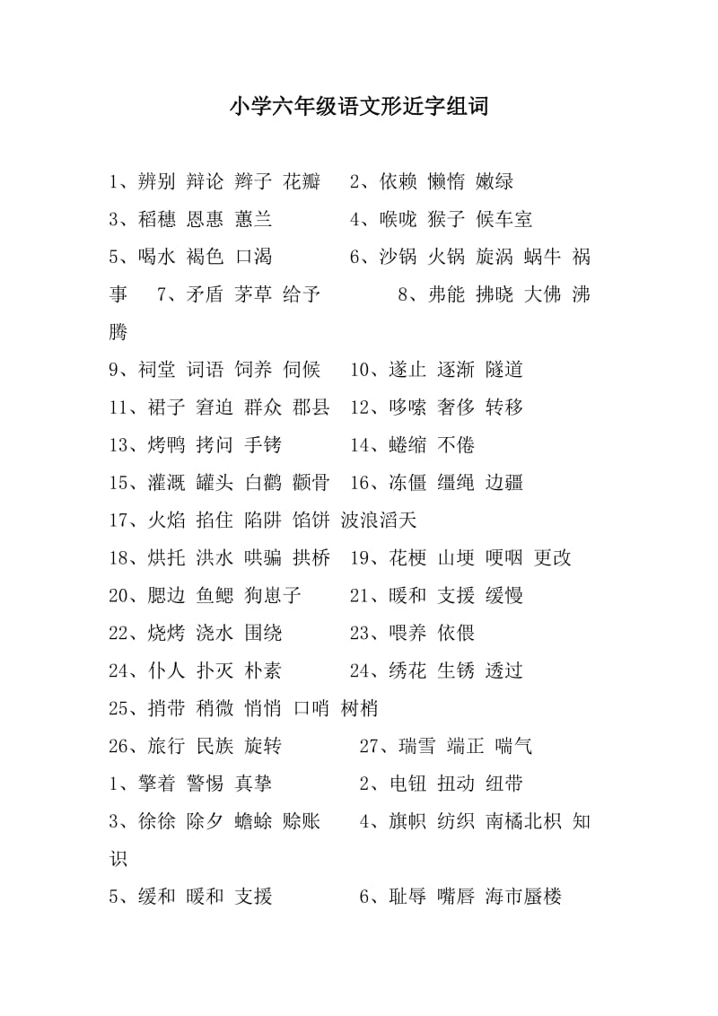 小学六年级语文形近字组词.doc_第1页