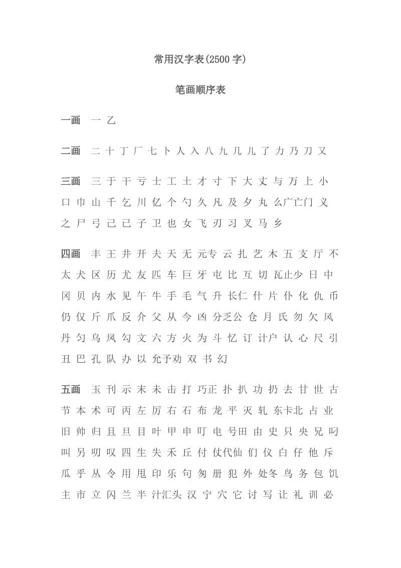 小学生常用2500字.docx_第1页