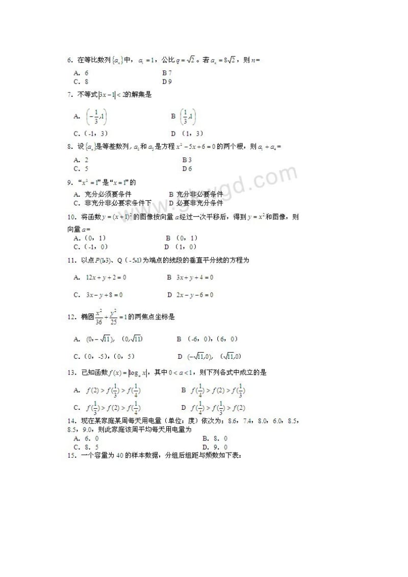 2012年高职高考数学试题.doc_第2页