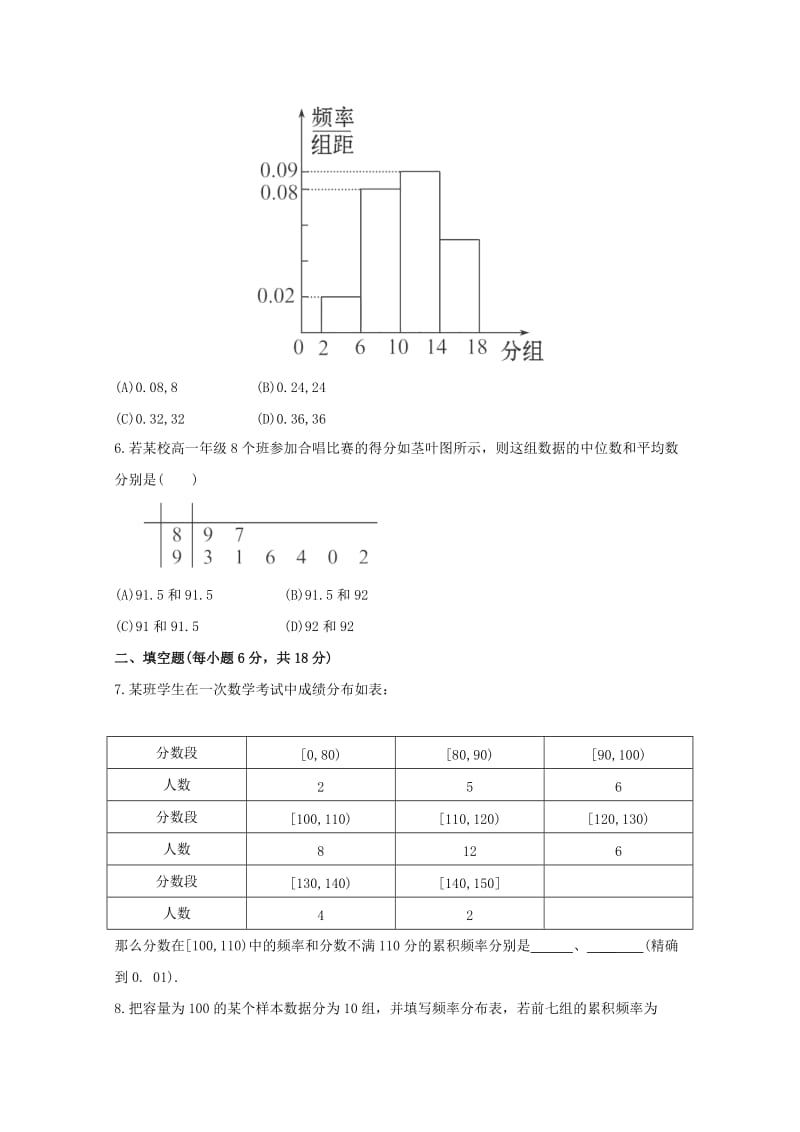 2014届高考数学(理)一轮复习专题集训：用样本估计总体.doc_第3页