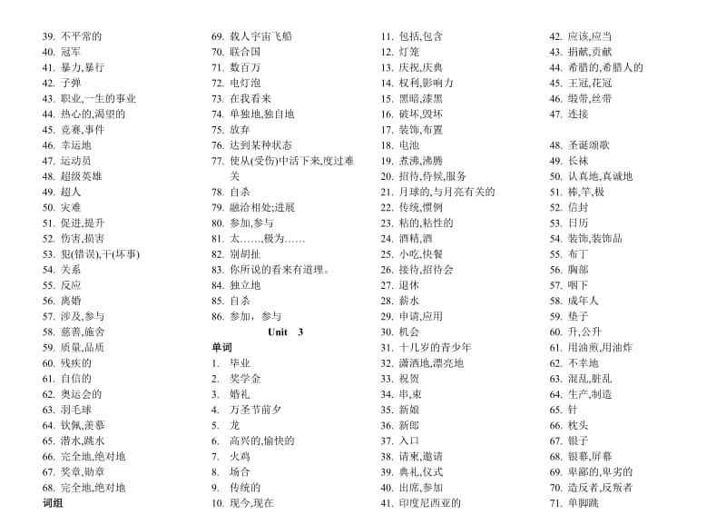 北师大版高中英语1-6模块词汇(汉字版4列).doc_第2页