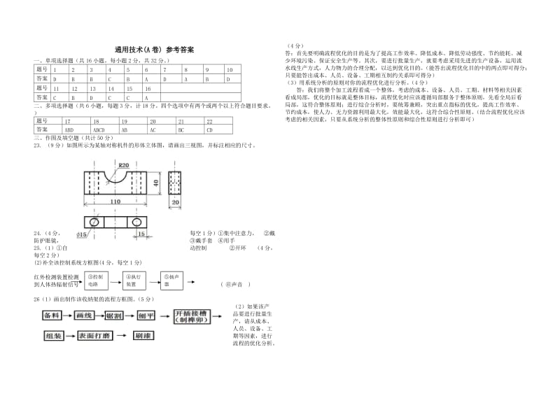 2014年陕西省普通高中学业水平考试通用技术含参考答案.doc_第3页