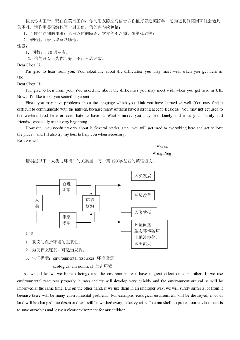 山东高中英语写作专题练习材料.doc_第1页