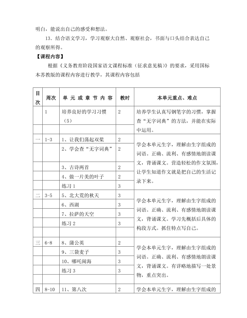 苏教版三年级语文上册课程纲要.doc_第2页