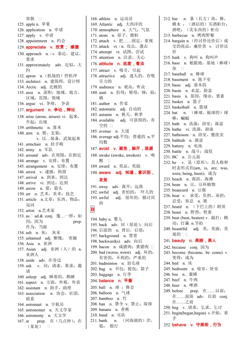 山东省普通高中学业水平英语词汇表A-H.doc_第2页