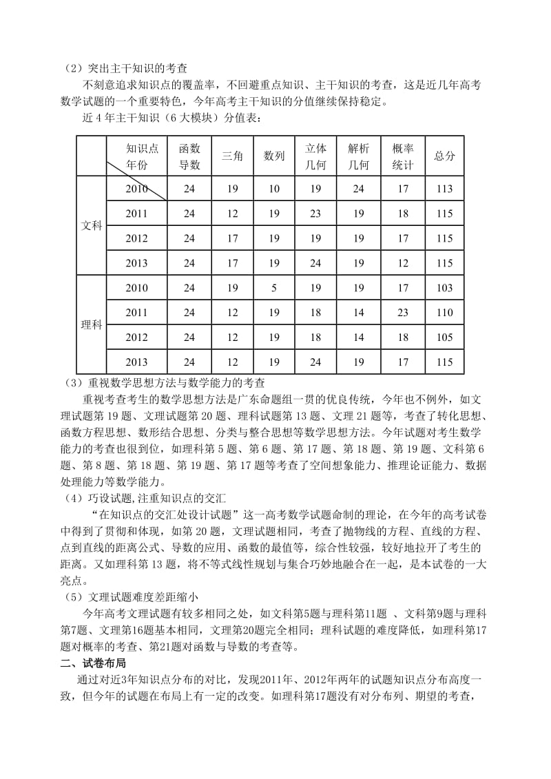 2013年广东高考数学试卷分析.doc_第2页