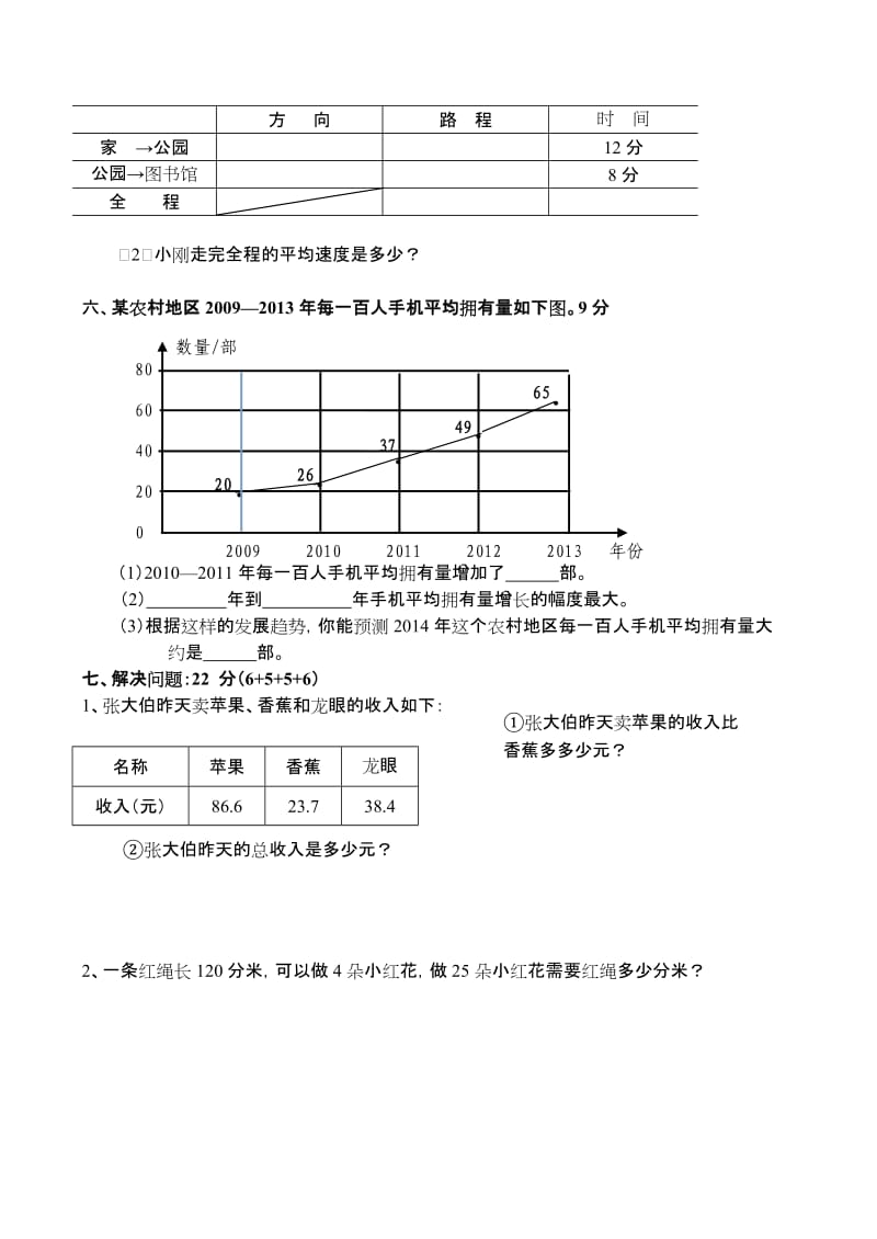 2013-2014学年度下学期四年级数学期末试题.doc_第3页