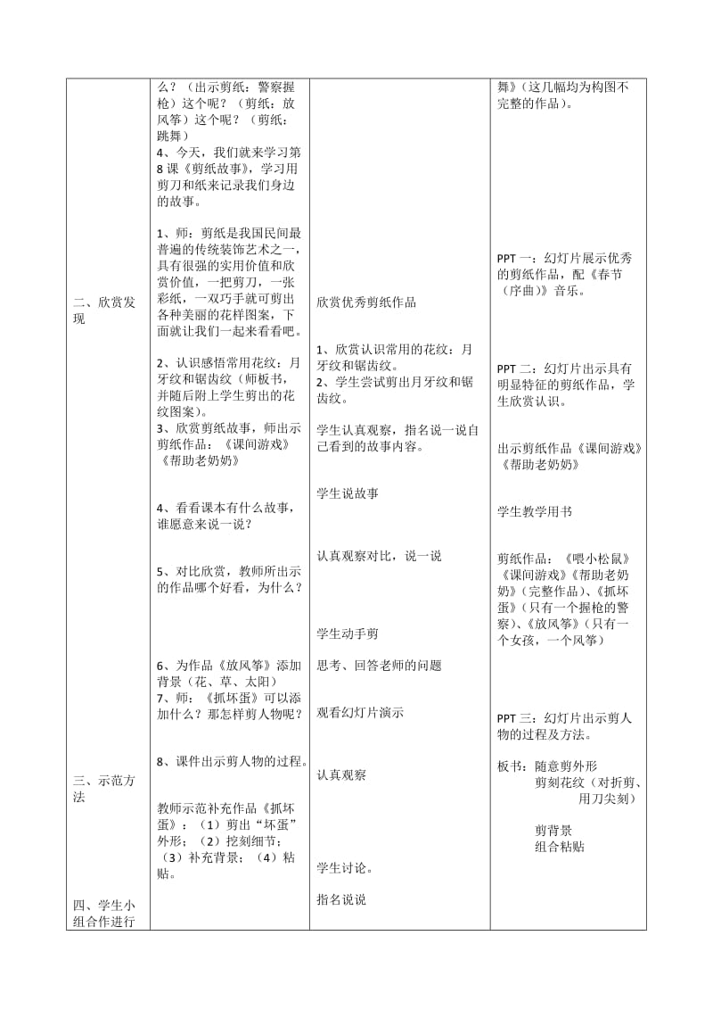 湘教版美术四年级上册《剪纸故事》教学设计.docx_第2页