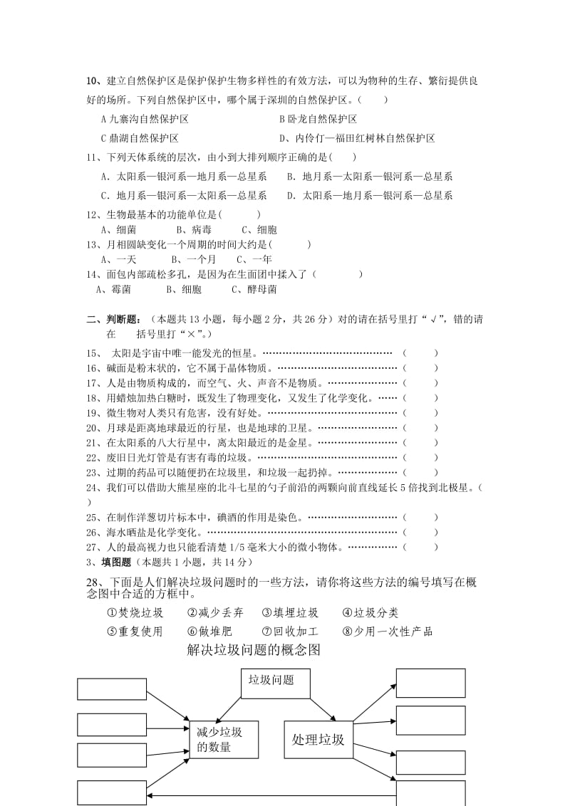 2013至2014年第二学期六年级科学质量检测试卷.doc_第2页