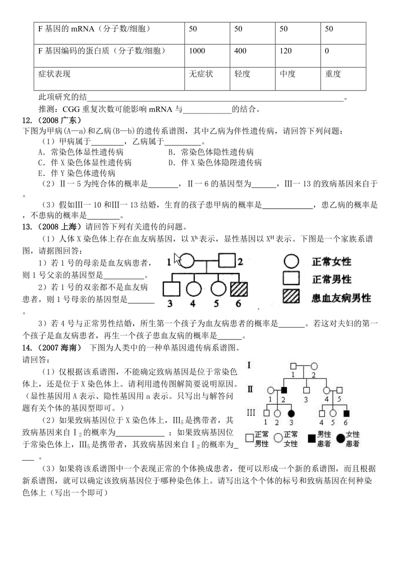 人类遗传病和生物育种高考题.doc_第3页