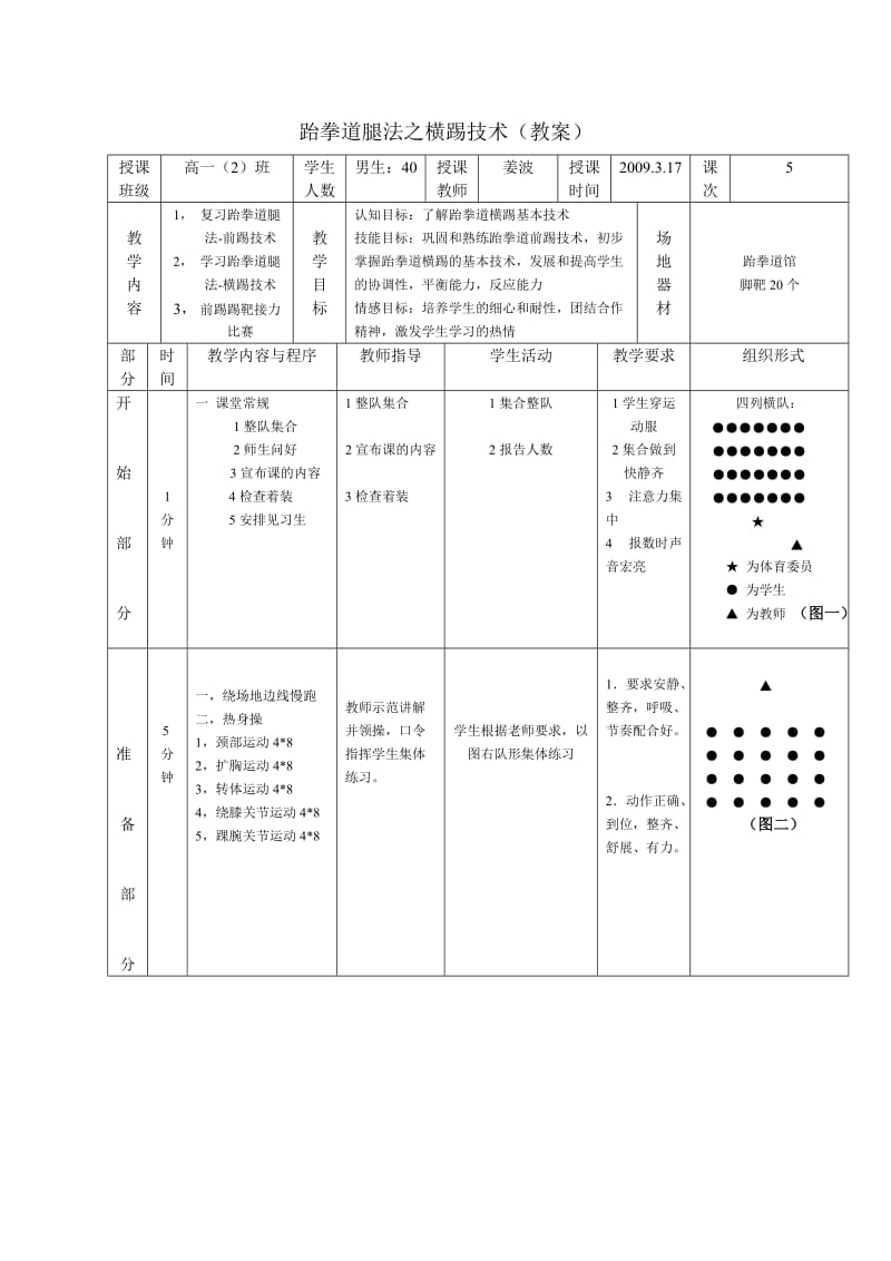 跆拳道腿法之横踢技术(教案).doc_第1页