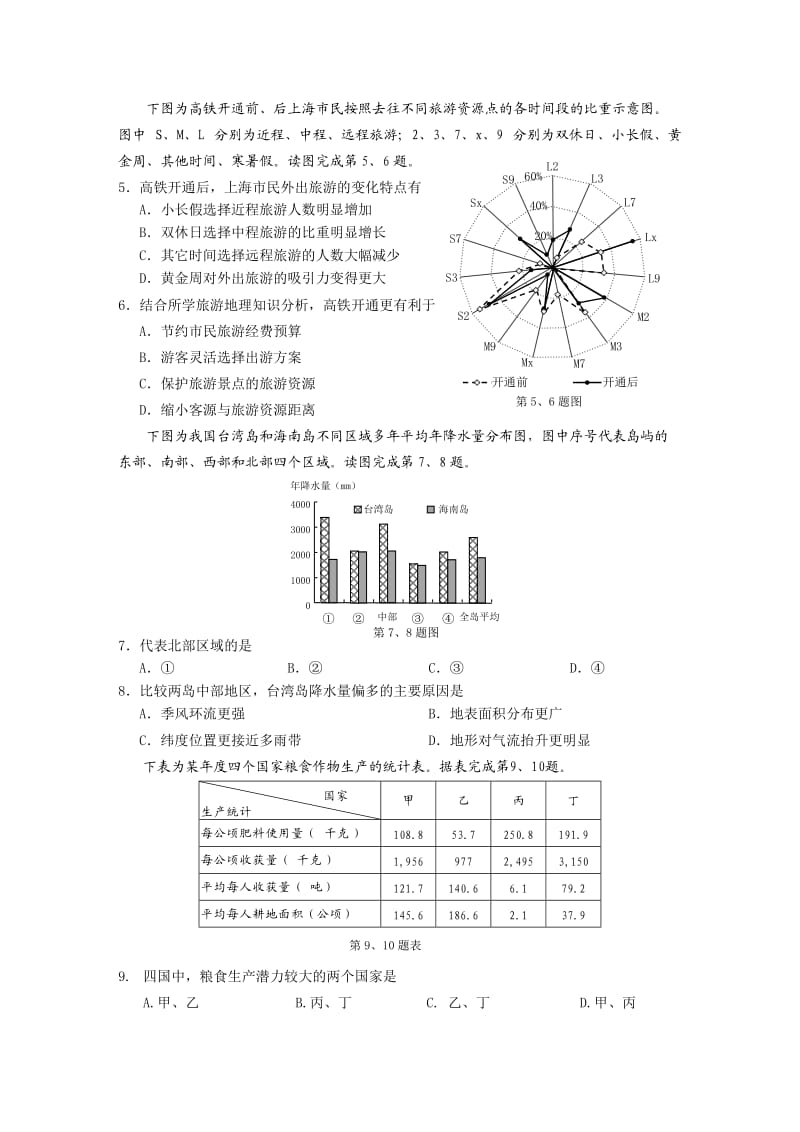 2014年台州市高三地理第一次模拟试卷.doc_第2页