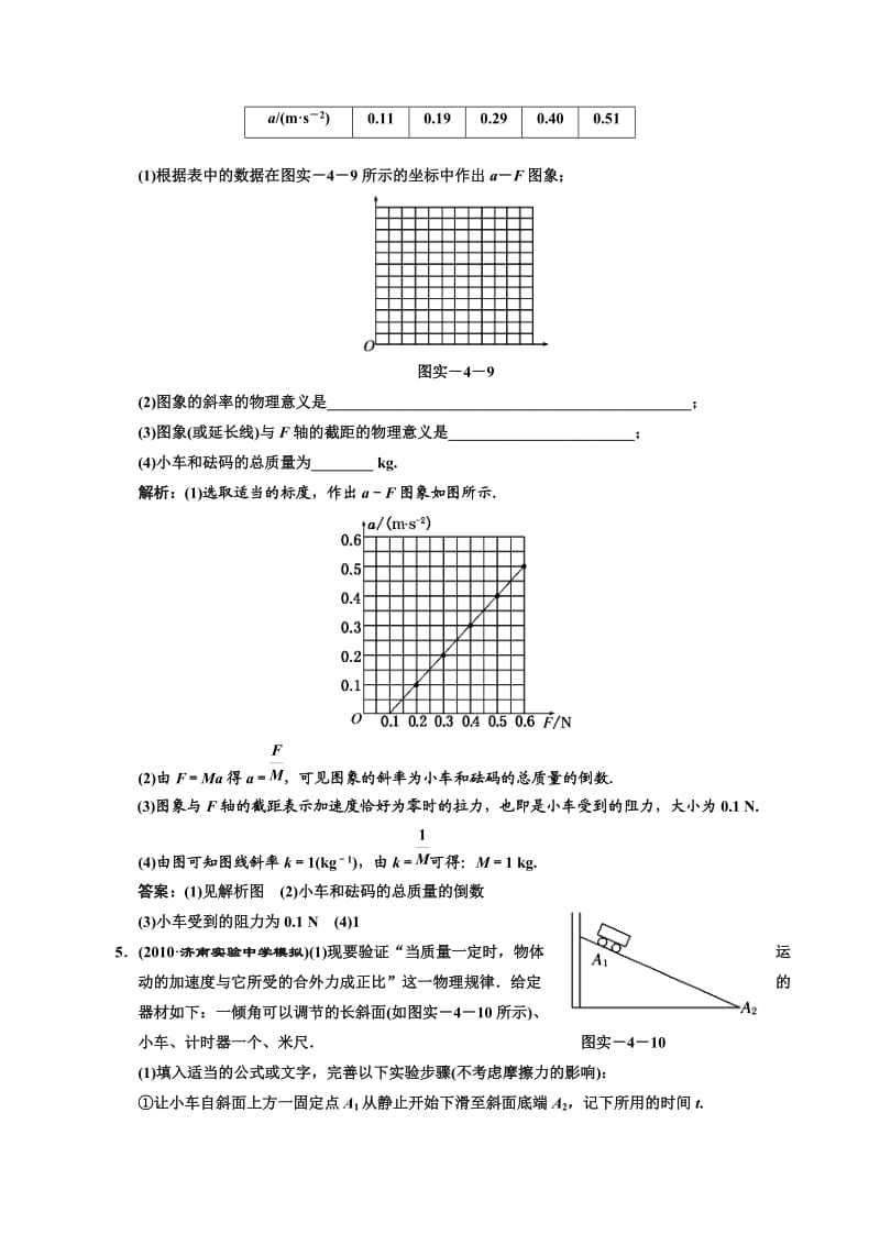 广东物理2011年高考一轮复习第三章《实验四验证牛顿运动定律》试题.doc_第3页