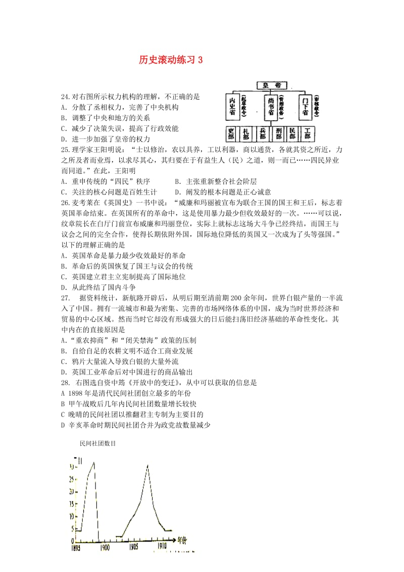 山西省晋中地区2014届高三历史一轮复习模拟滚动练习试题人民版.doc_第1页