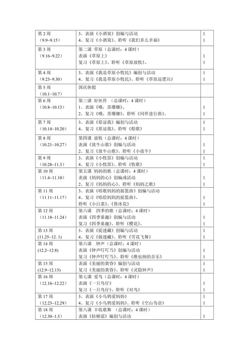 小学音乐三年级上册教学计划.doc_第3页