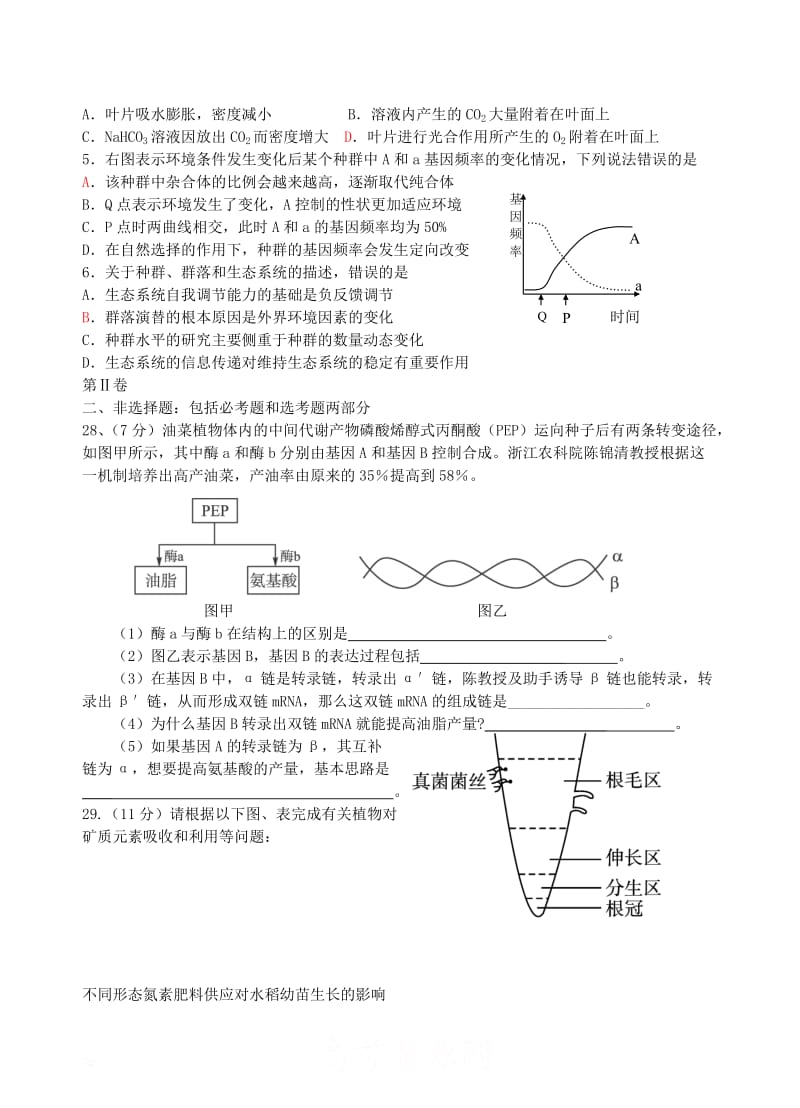 生物高考模拟试卷五.doc_第2页