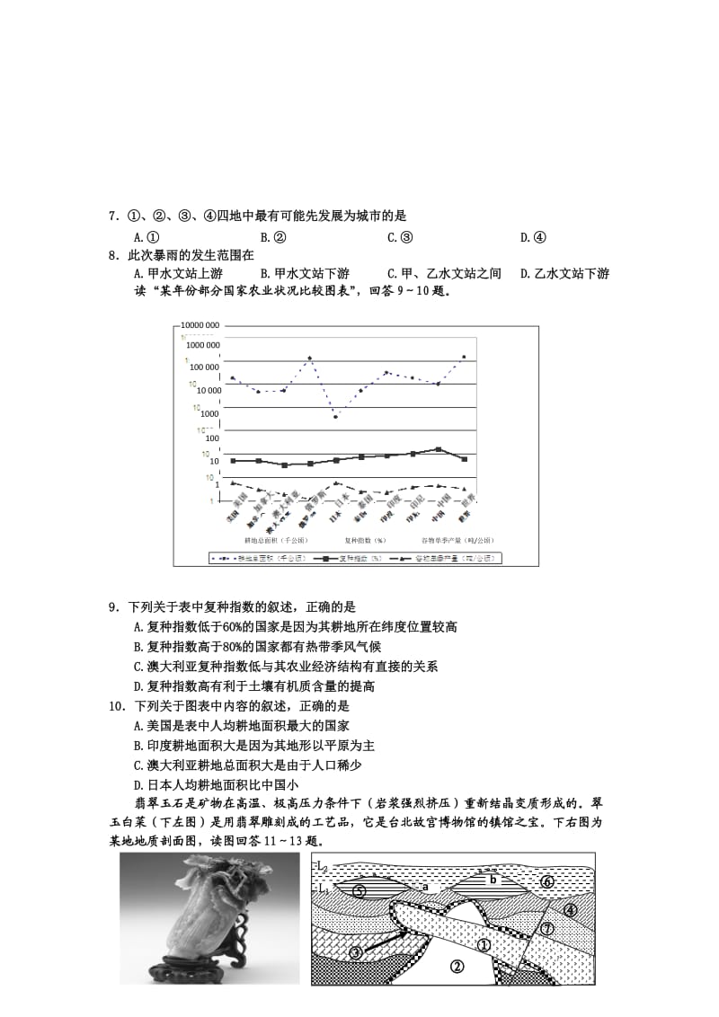 河北省邯郸市2015届高三上学期质检考试地理试题.doc_第2页