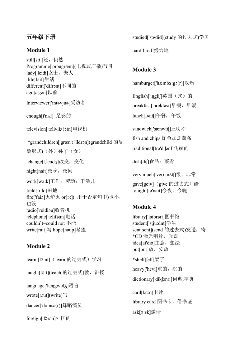 2015外研社小学英语五年级下册(带音标).doc_第1页