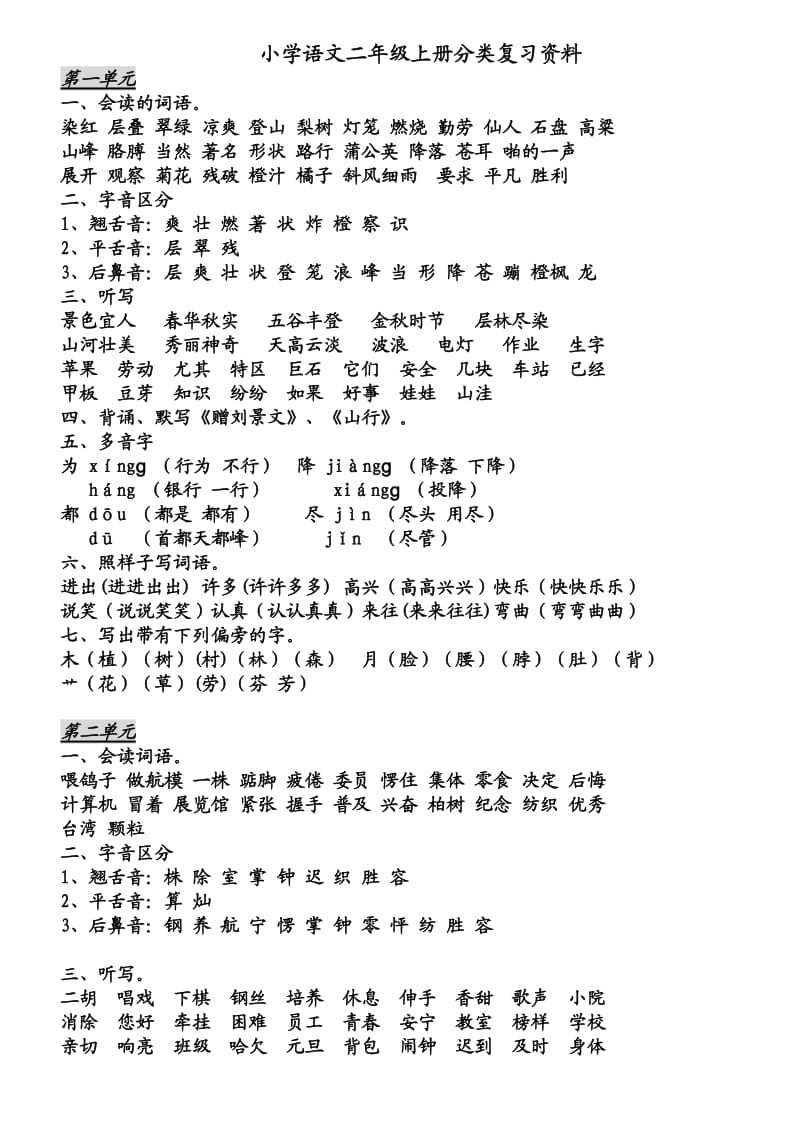 dayin小学语文二年级上册分类复习资料.doc_第1页