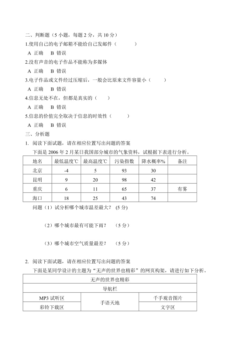 山东省2013年高二信息技术学业水平考试题型模拟(一).doc_第3页