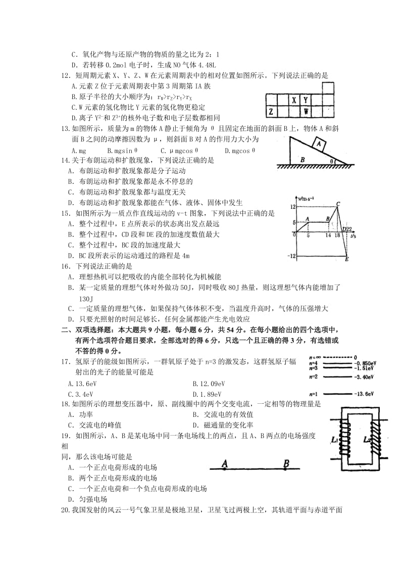 湛江市2012届高中毕业班调研测试(理综).doc_第3页