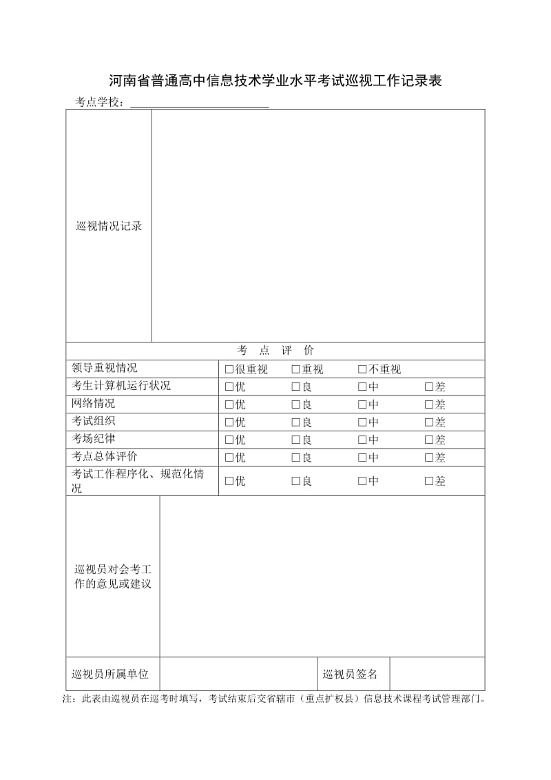 河南省普通高中信息技术学业水平考试考场情况记录表.doc_第2页