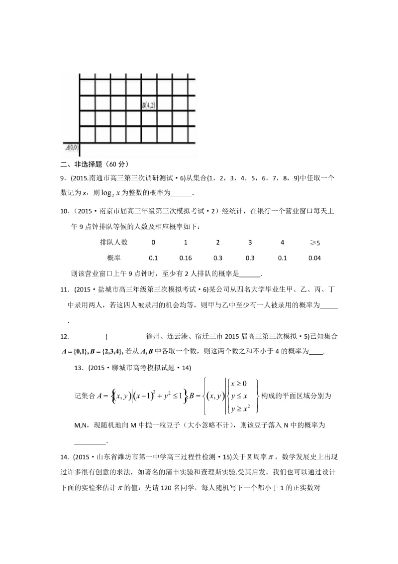 2015年全国各地高考模拟数学试题汇编概率、随机变量及其分布列(理卷B).doc_第3页