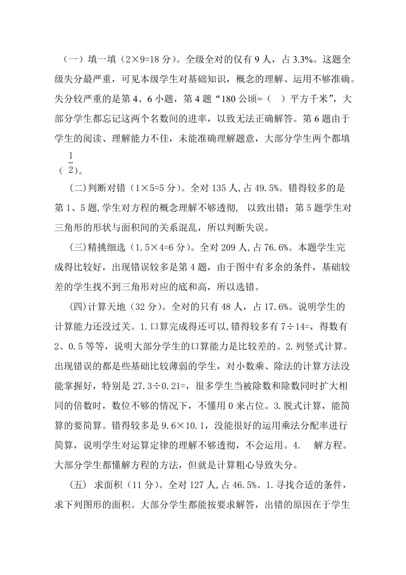 2011-2012五年级数学第一学期期末试卷分析.doc_第2页