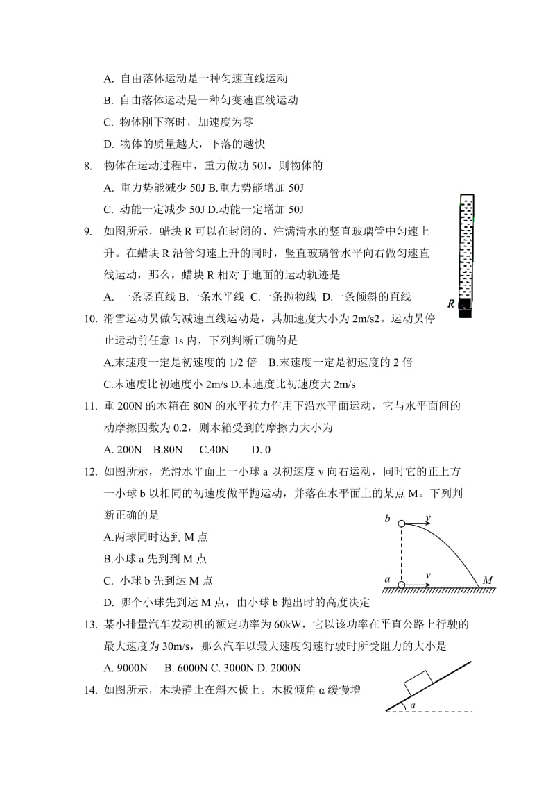 2013年山东省夏季普通高中学生学业水平考试物理试题-图片版文字版.doc_第2页