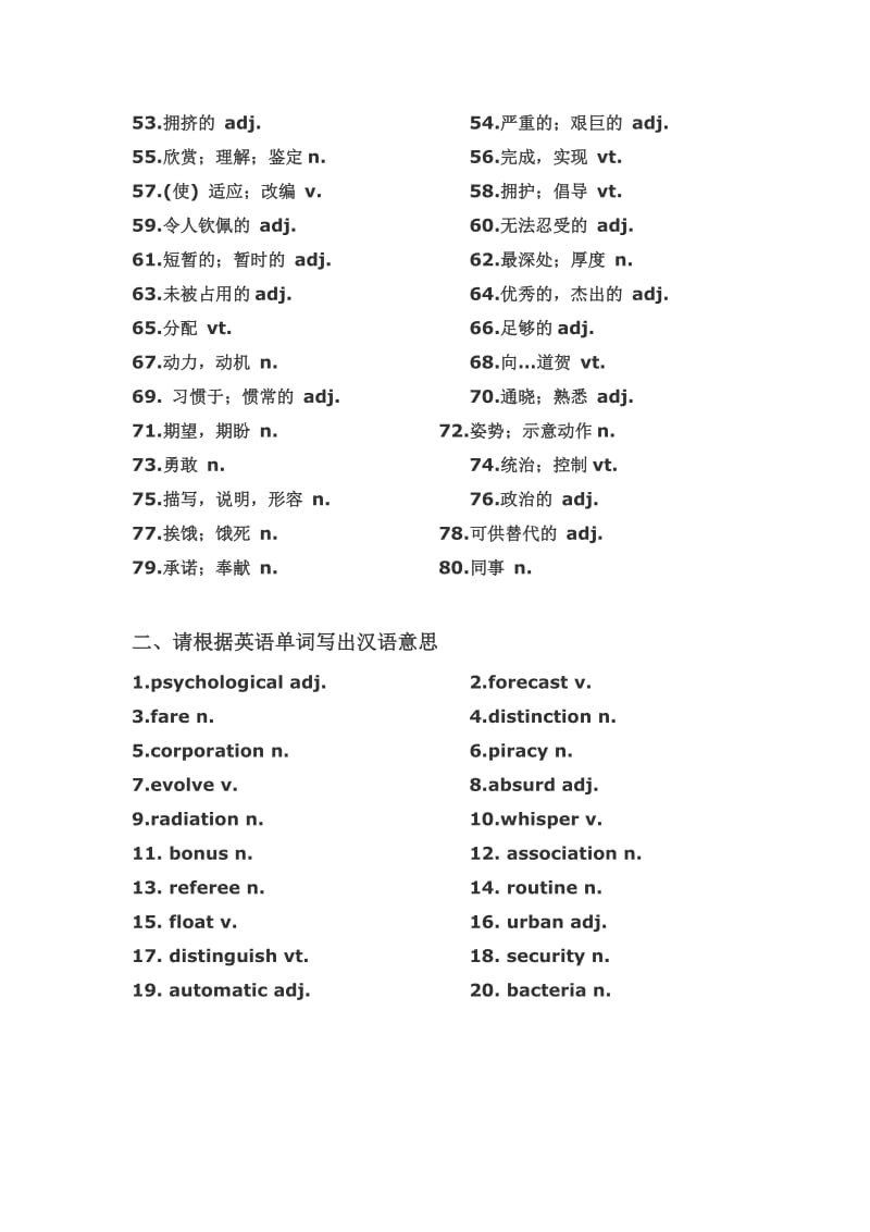 牛津高中英语模块一到模块六单词检测.doc_第2页