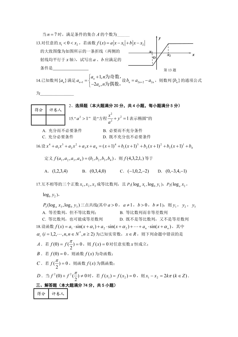 上海市2014届高考数学模拟试卷.doc_第2页