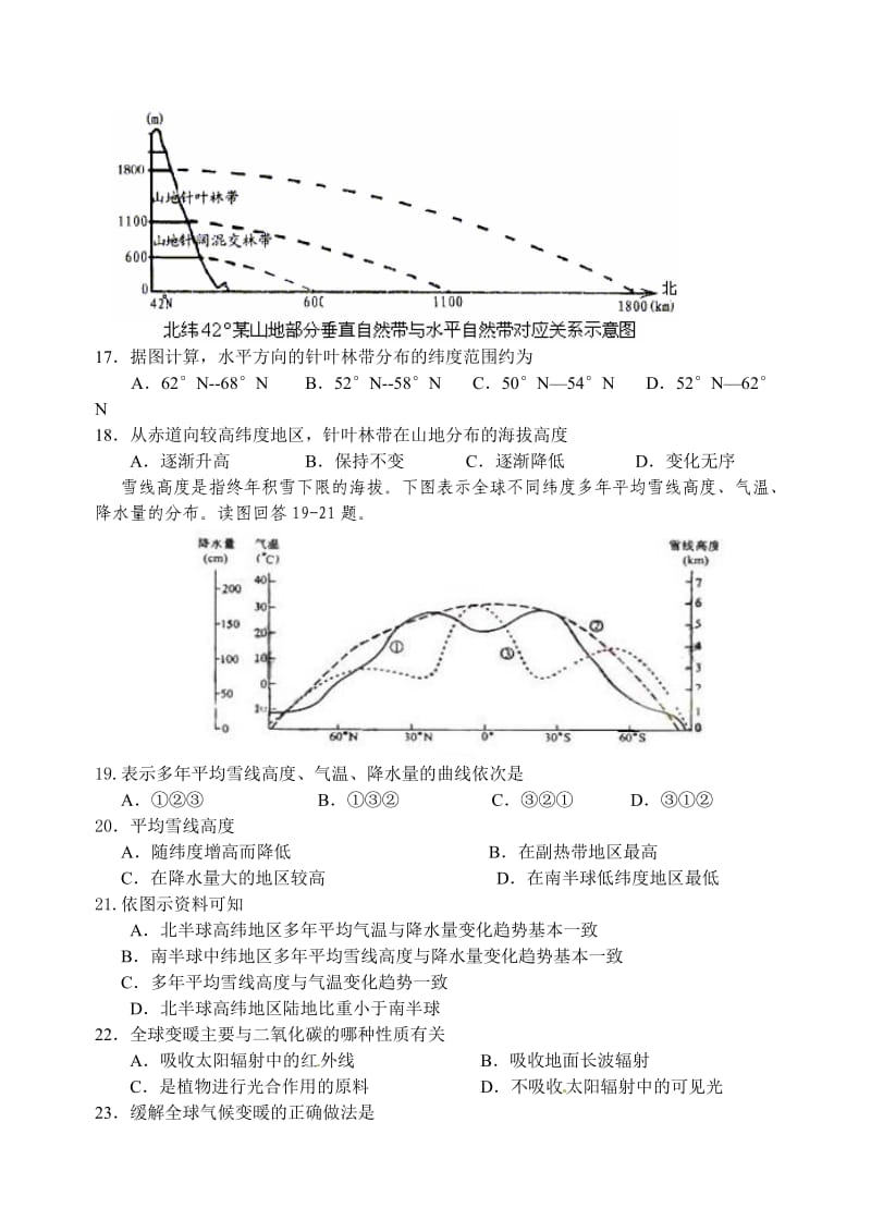 杭州二中2010学年第一学期高一期末考地理卷.doc_第3页