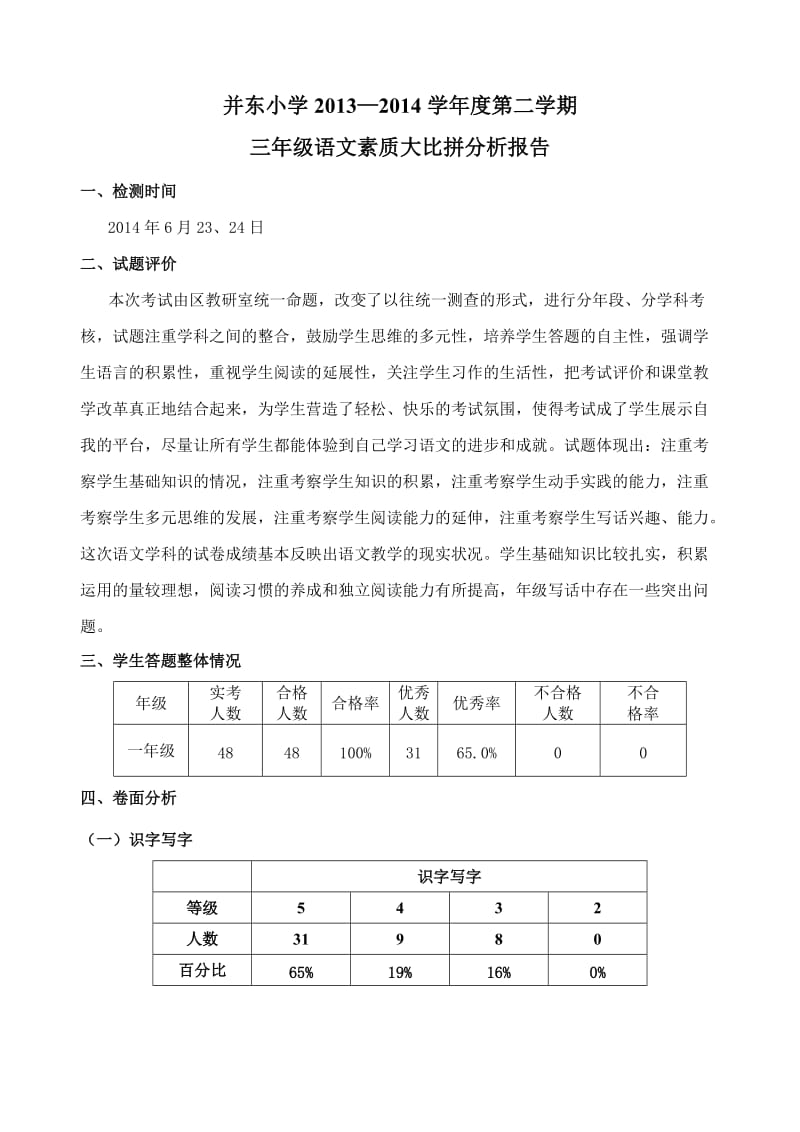 语文三年级卷面分析新.doc_第1页