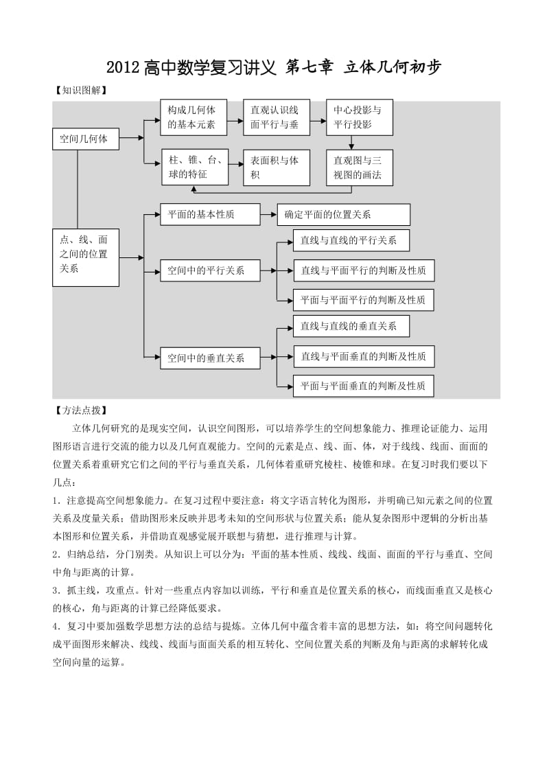 2012高中数学复习讲义(通用版全套)第七章立体几何初步.doc_第1页