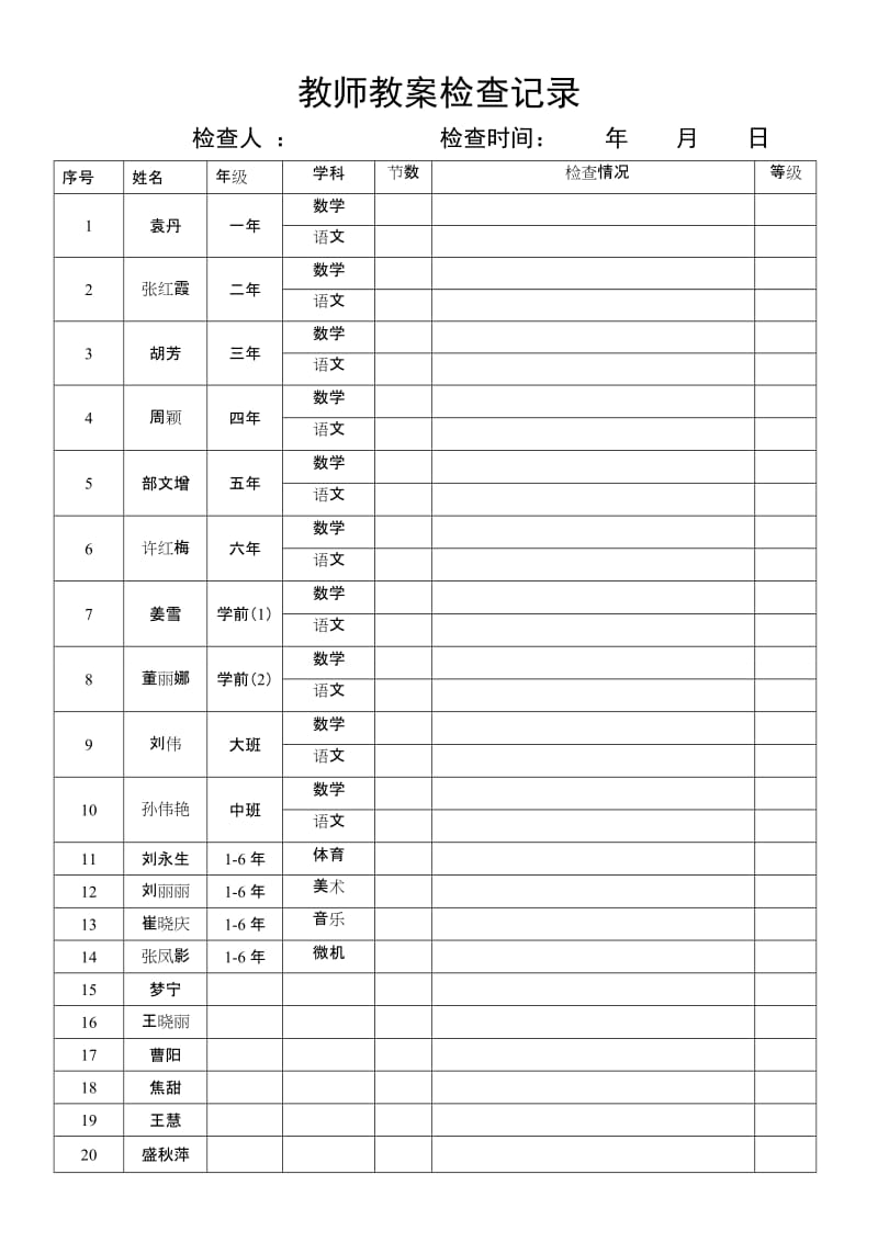 新桥小学作业检查记录.doc_第1页